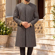 Charcoal black Embroidered Sherwani for Men | Luxury Wedding Wear