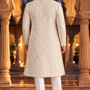 Ivory Gold Embroidered Sherwani – Premium Wedding Collection