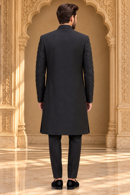 Black Embroidered Sherwani for Men | Premium Pakistani Wedding Wear