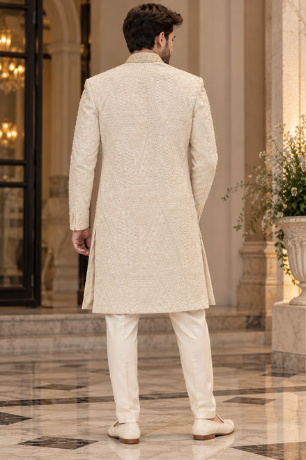 Ivory Embroidered Sherwani for Men | Luxury Wedding Sherwani