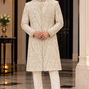 Ivory Embroidered Sherwani for Men | Luxury Wedding Sherwani