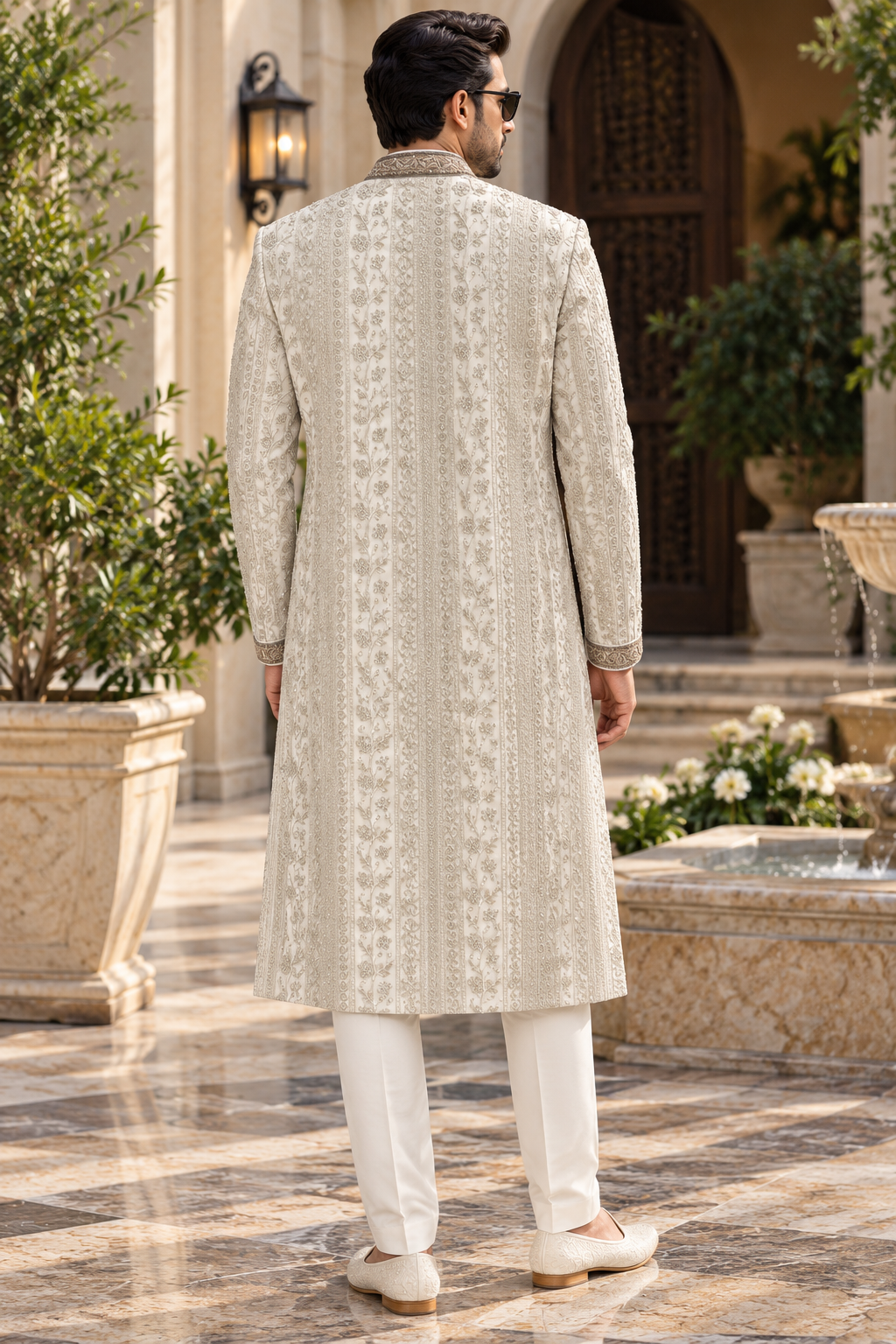 Ivory Embroidered Sherwani for Men | Premium Wedding Sherwani