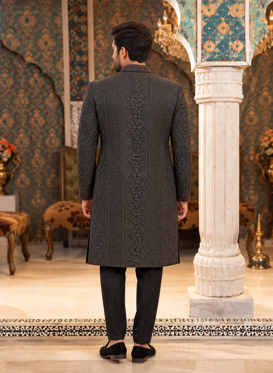 Black Embroidered Sherwani for Men | Premium Wedding Wear