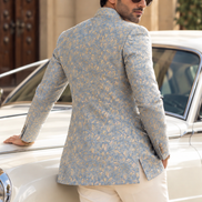 Light Blue Embroidered Prince Coat – Premium Men’s Formal Wear