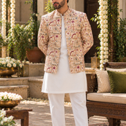 Embroidered Cream Prince Coat – Premium Men’s Ethnic Wear