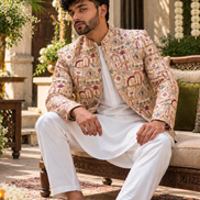 Embroidered Cream Prince Coat – Premium Men’s Ethnic Wear