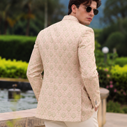 Pastel Pink Printed Prince Coat – Premium Men’s Ethnic Wear