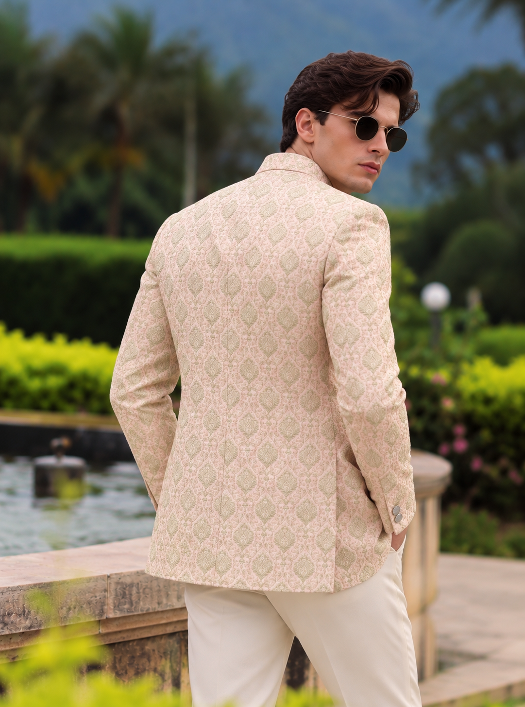 Pastel Pink Printed Prince Coat – Premium Men’s Ethnic Wear