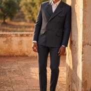 Charcoal Grey Pinstripe Double-Breasted Suit for Men