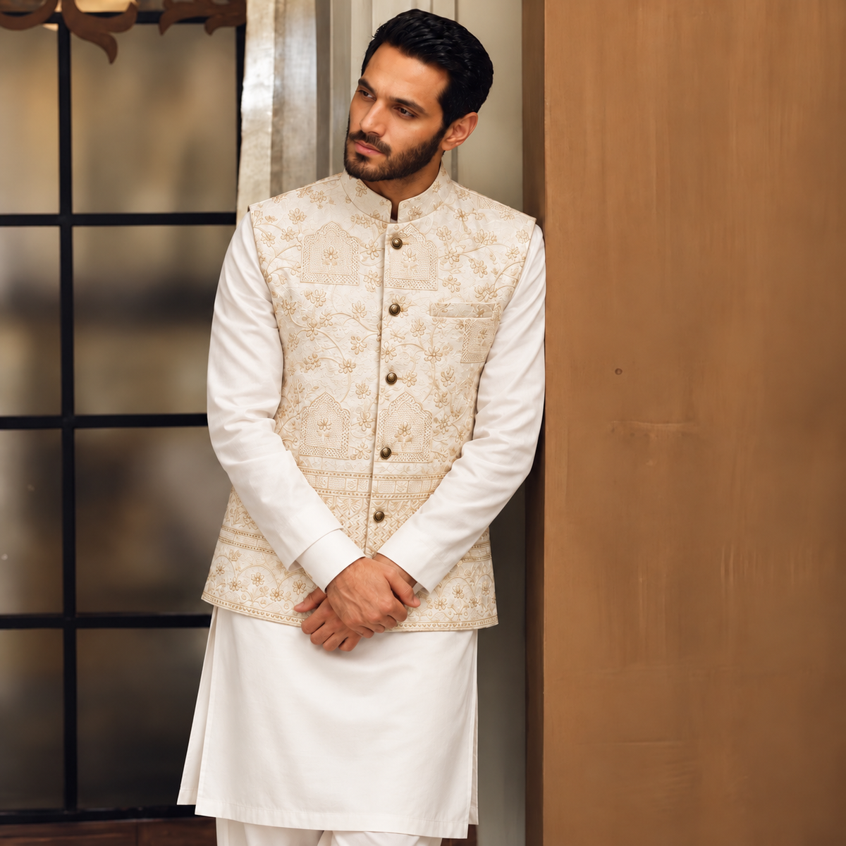Men’s  Gold Embroidered Waistcoat