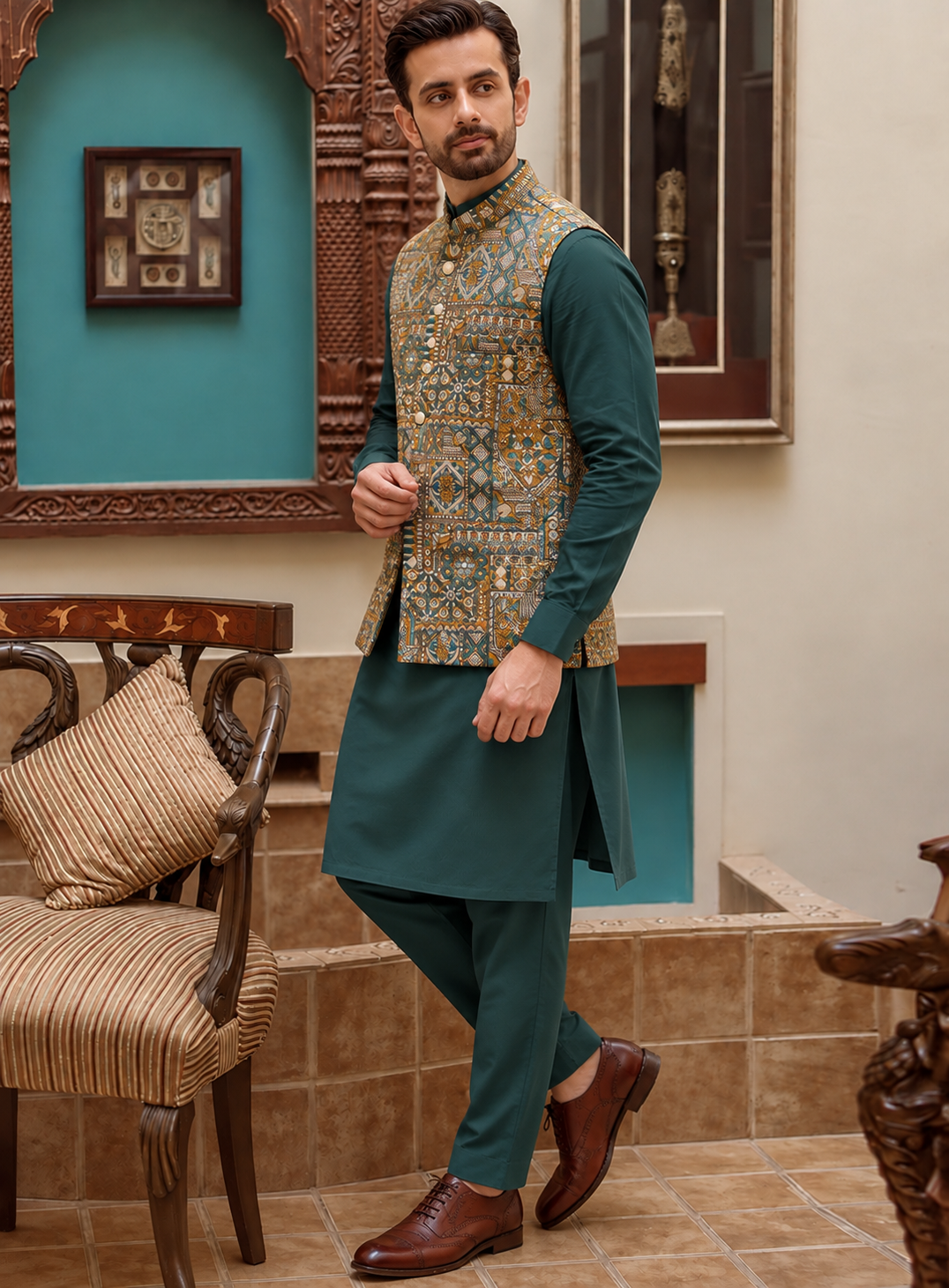 Men’s Multicolor Embroidered Waistcoat