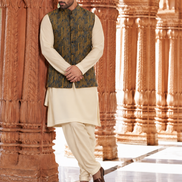 Premium Mustard Gold Embroidered Waistcoat