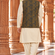 Premium Mustard Gold Embroidered Waistcoat