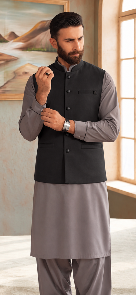 Premium Black Waistcoat Men’s Traditional Formal Wear
