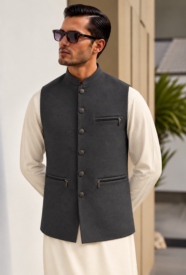 Charcoal Grey Men's Waistcoat