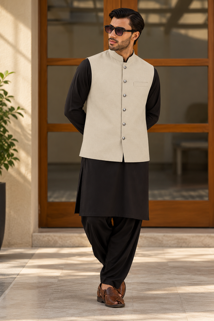Men’s Cream Waistcoat Premium Traditional Outfit