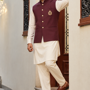 Men’s Maroon Embroidered Waistcoat