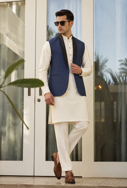 Navy Blue Waistcoat Premium Men’s Traditional Wear