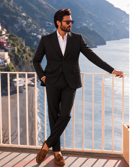 Romano Premium Black Formal Suit for Men | Classic Two-Button Two Peice