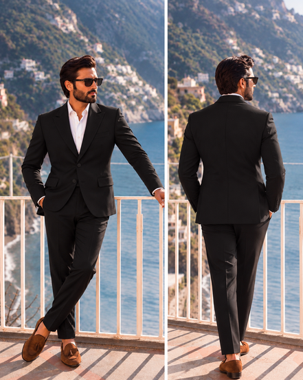 Romano Premium Black Formal Suit for Men | Classic Two-Button Two Peice