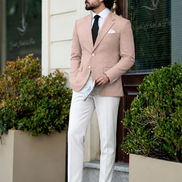 Premium Blush Beige Men’s Suit with White Trouser | Romano