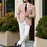 Premium Blush Beige Men’s Suit with White Trouser | Romano