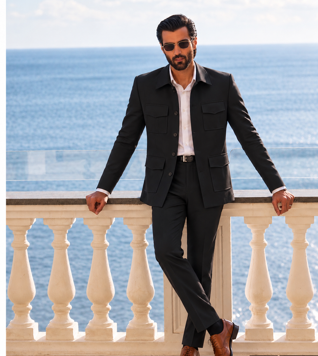 Premium Black 2-Piece Suit for Men | Romano Luxury Collection