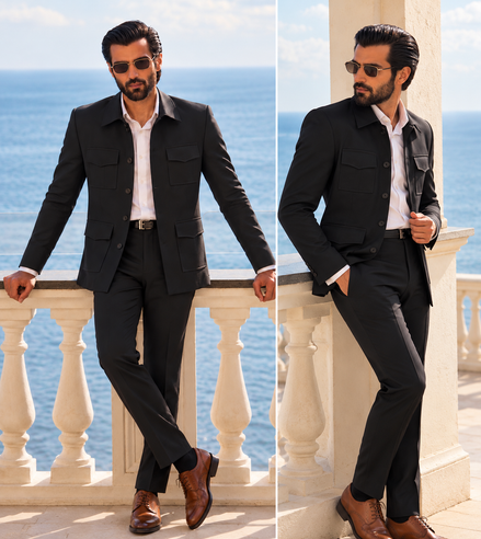 Premium Black 2-Piece Suit for Men | Romano Luxury Collection