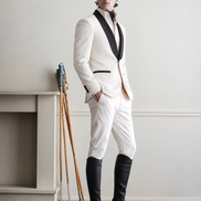 White Tuxedo Suit for Men with Black Shawl Lapel | Premium Formal Wear