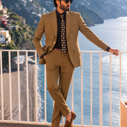 Camel Brown Two-Piece Suit for Men | Premium Formal Wear – Romano