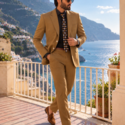 Camel Brown Two-Piece Suit for Men | Premium Formal Wear – Romano