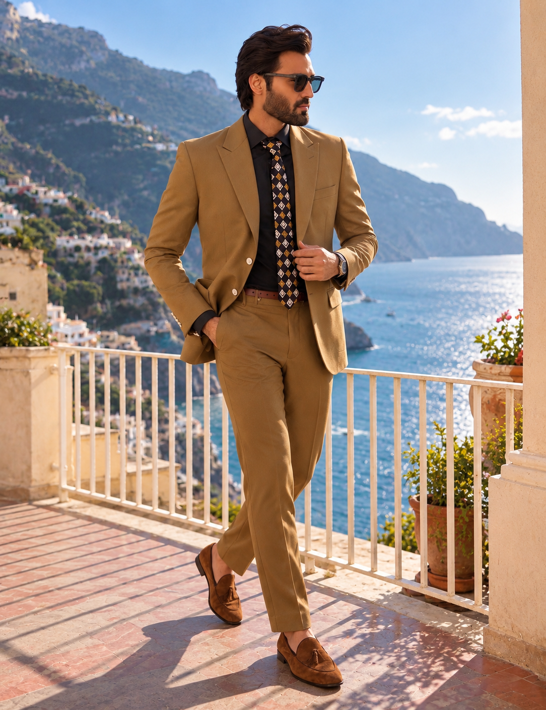 Camel Brown Two-Piece Suit for Men | Premium Formal Wear – Romano