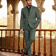 Premium Bottle Green Textured 2-Piece Men’s Suit | Romano