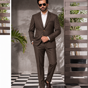 Premium Dark Brown Textured Men’s 2-Piece Suit | Romano
