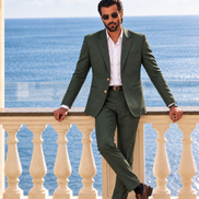 Premium Bottle Green Men’s Suit | Textured 2-Piece Suit – Romano
