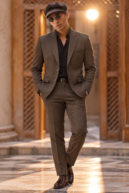 Premium Dark Brown Men’s 2-Piece Suit | Romano Luxury Collection