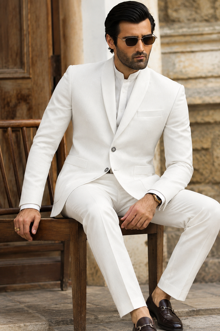 Premium White Men’s 2-Piece Suit | Luxury Formal Collection – Romano