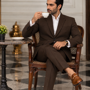 Premium Dark Brown Men’s 2-Piece Suit | Elegant Formal Wear