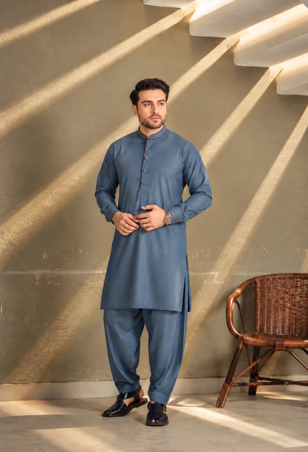 Royal Blue Men’s Shalwar Kameez | Premium Romano Collection