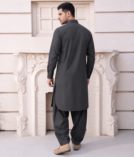 Romano Charcoal Grey Men’s Shalwar Kameez – Premium Elegant Collection