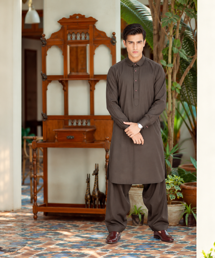 Romano Dark Brown Men’s Shalwar Kameez – Premium Traditional Wear