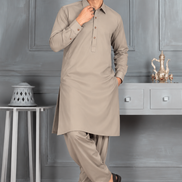 Premium Mehndi Brown Shalwar Kameez for Men | Elegant Classic Style