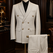 Ivory Double-Breasted Two-Piece Suit