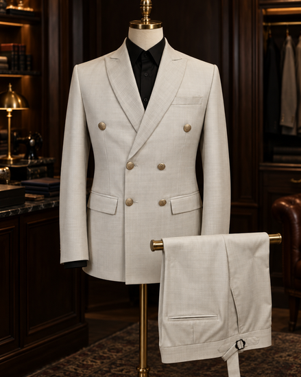 Ivory Double-Breasted Two-Piece Suit