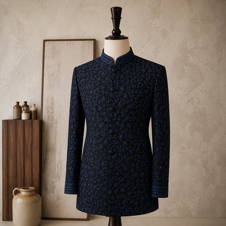 Blue Embroidered Prince Suit