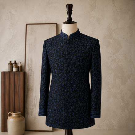 Blue Embroidered Prince Suit