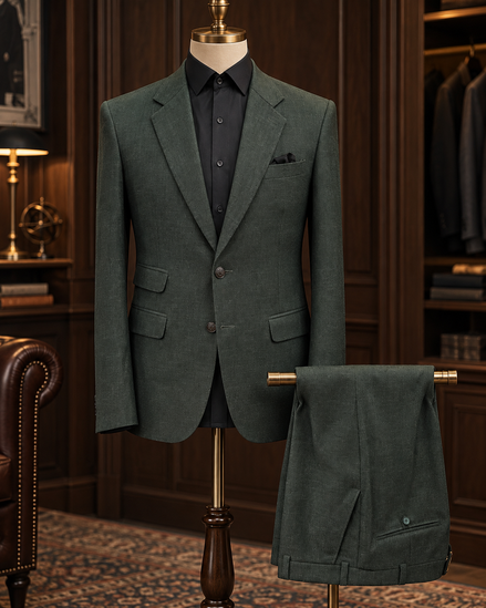 Forest Green Textured Two-Piece Suit