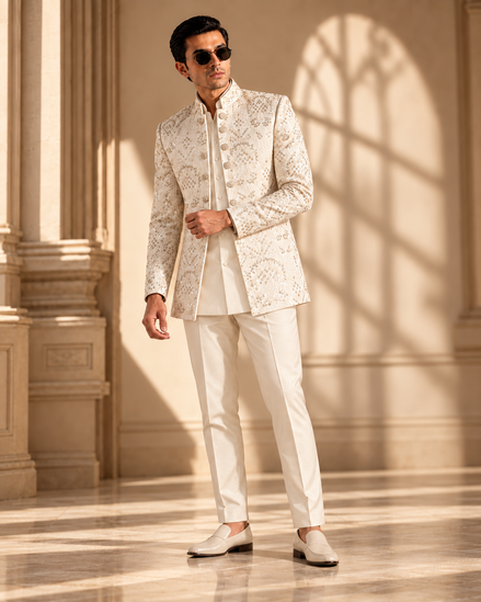 White Embroidered Prince Coat