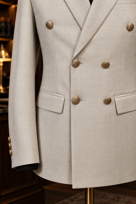 Ivory Double-Breasted Two-Piece Suit