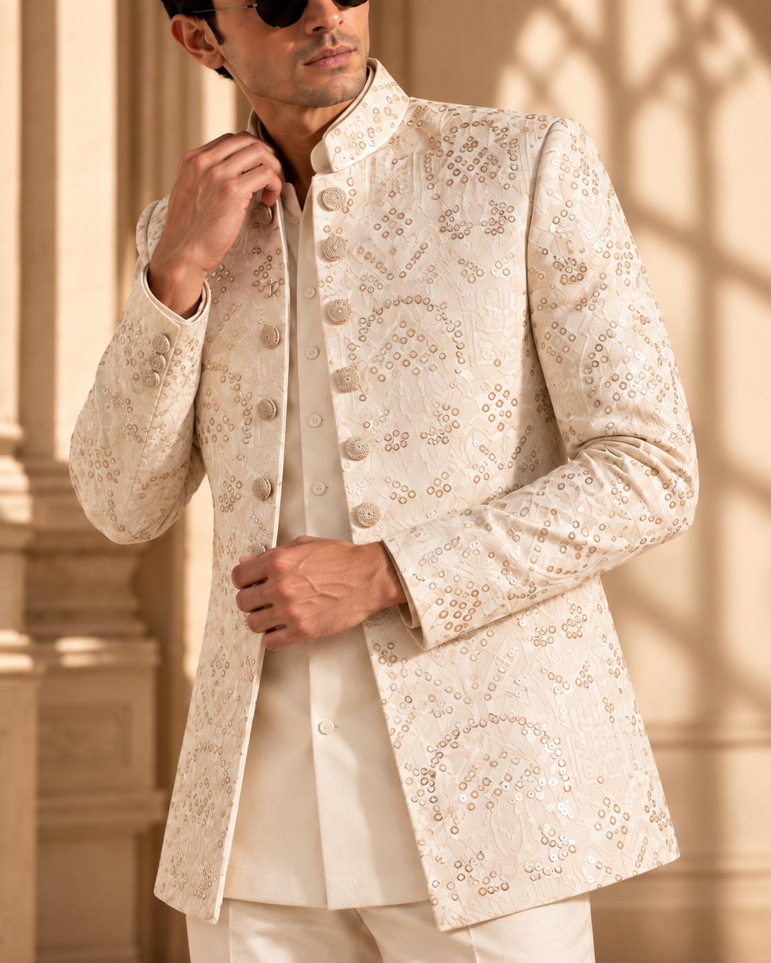 White Embroidered Prince Coat